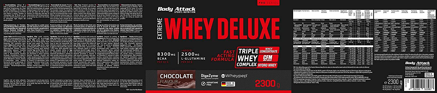 Body Attack Extreme Whey Deluxe Etikett