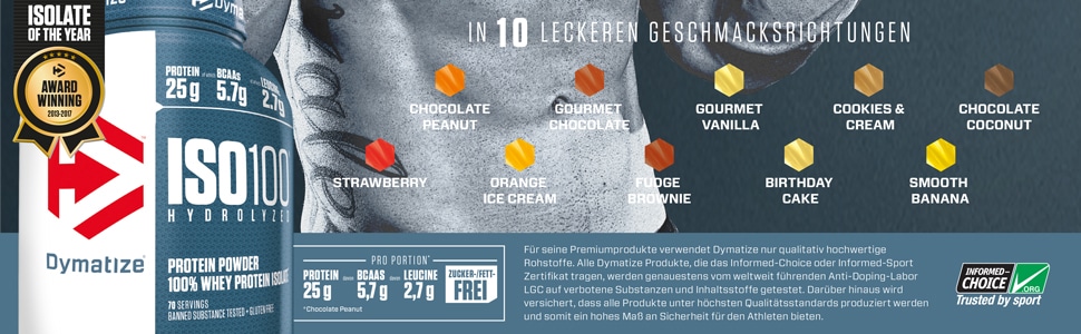 Dymatize ISO 100 Geschmackssorten