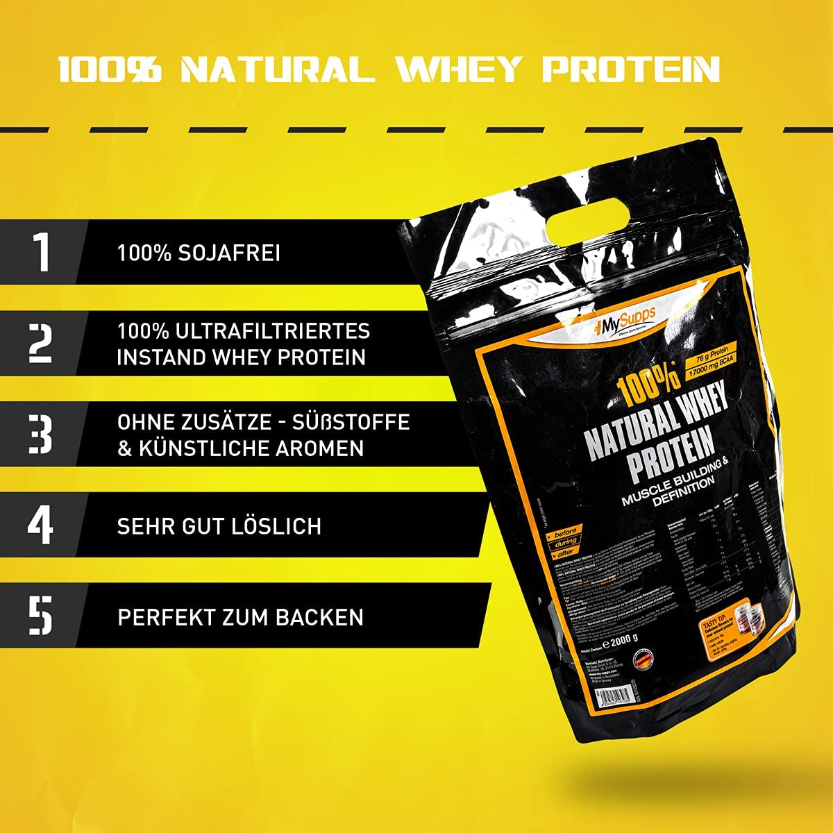 MySupps- 100% Natural Whey Protein Bulletpoints