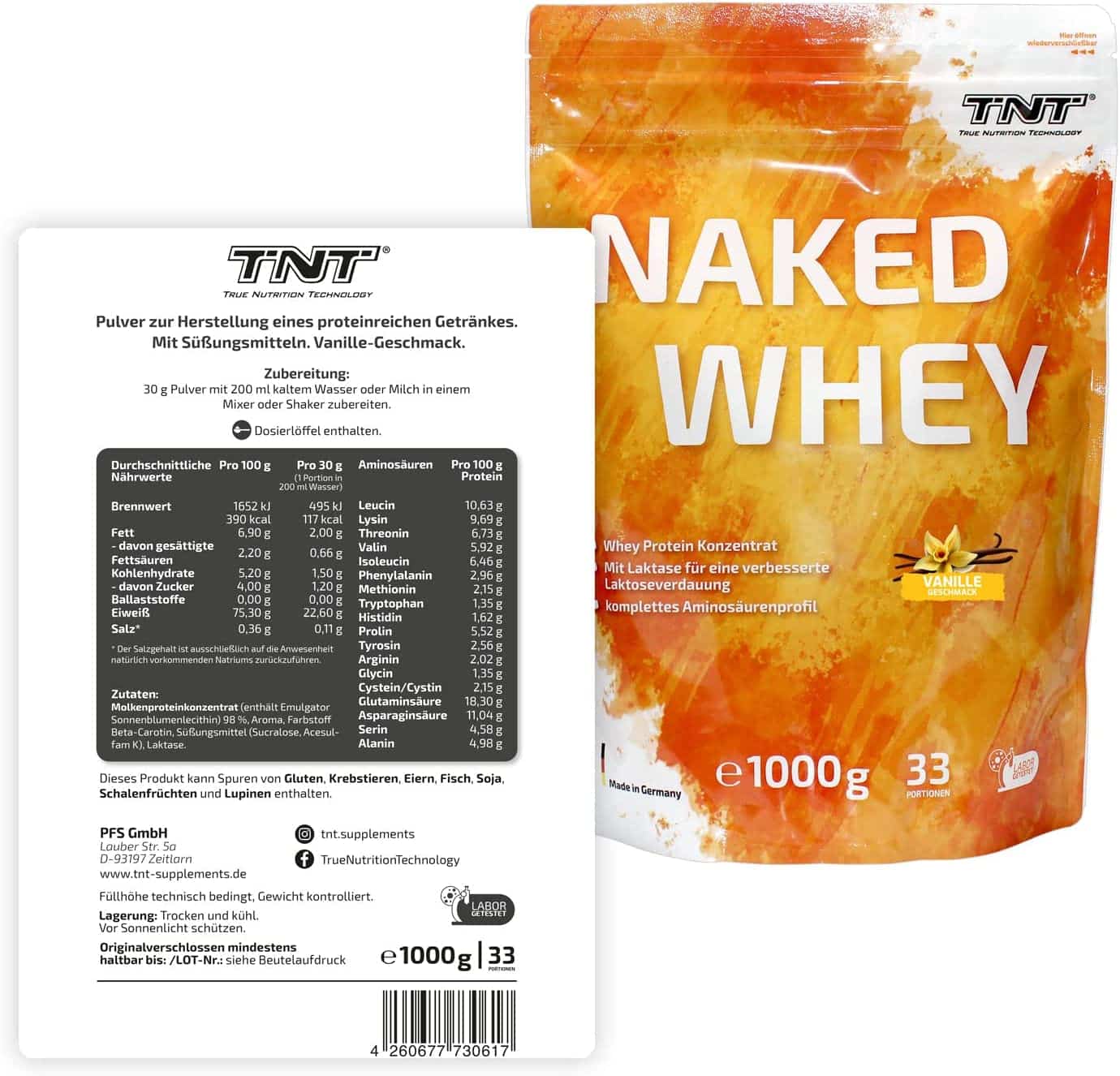 TNT Naked Whey Vanille Inhalt