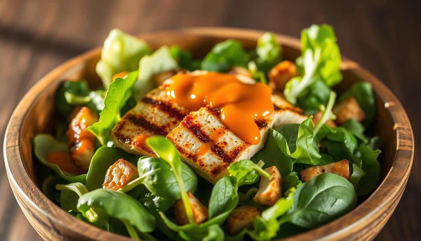 Buffalo Chicken Nudelsalat - Proteinreicher Salat mit pikanter Buffalo-Soße