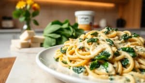Fitness-Nudelauflauf mit Rahmspinat und Kollagen ein Proteinreiches Genussrezept