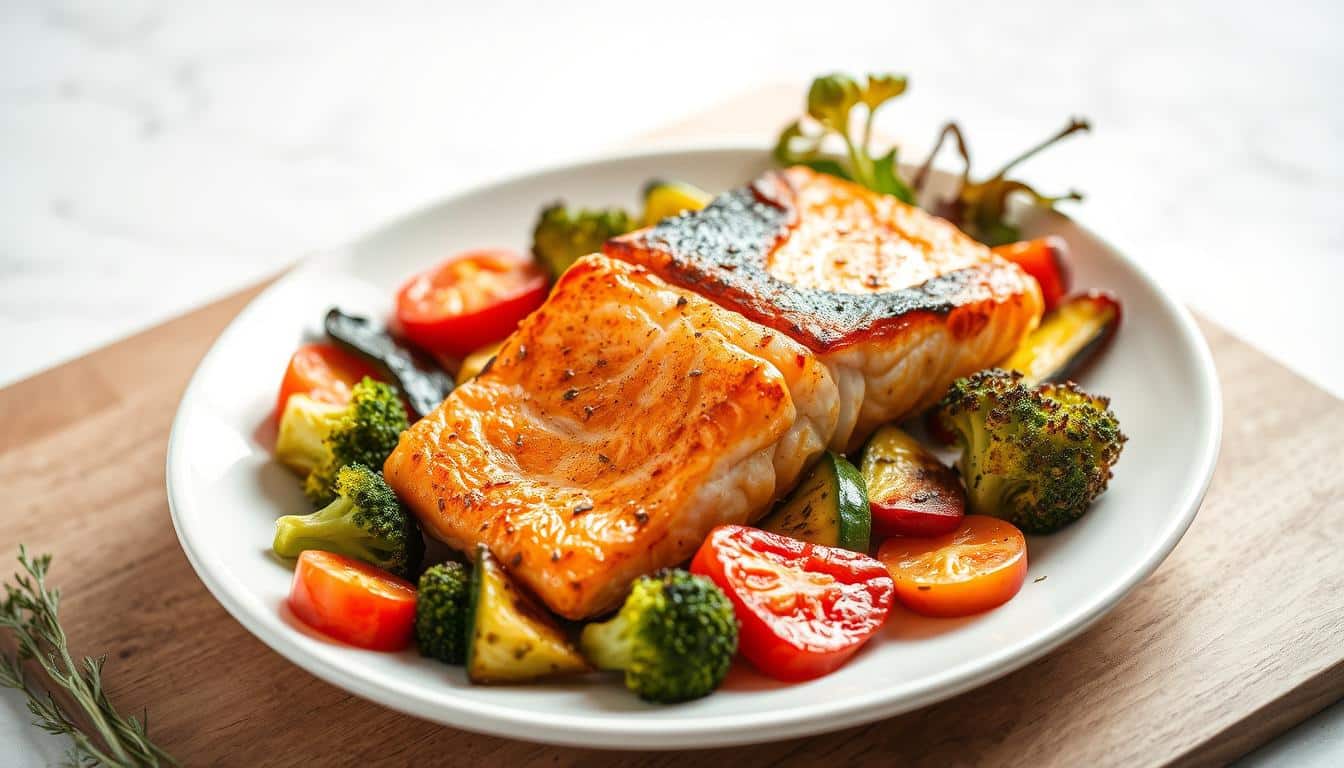 Low Carb Lachs mit Ofengemüse Rezept