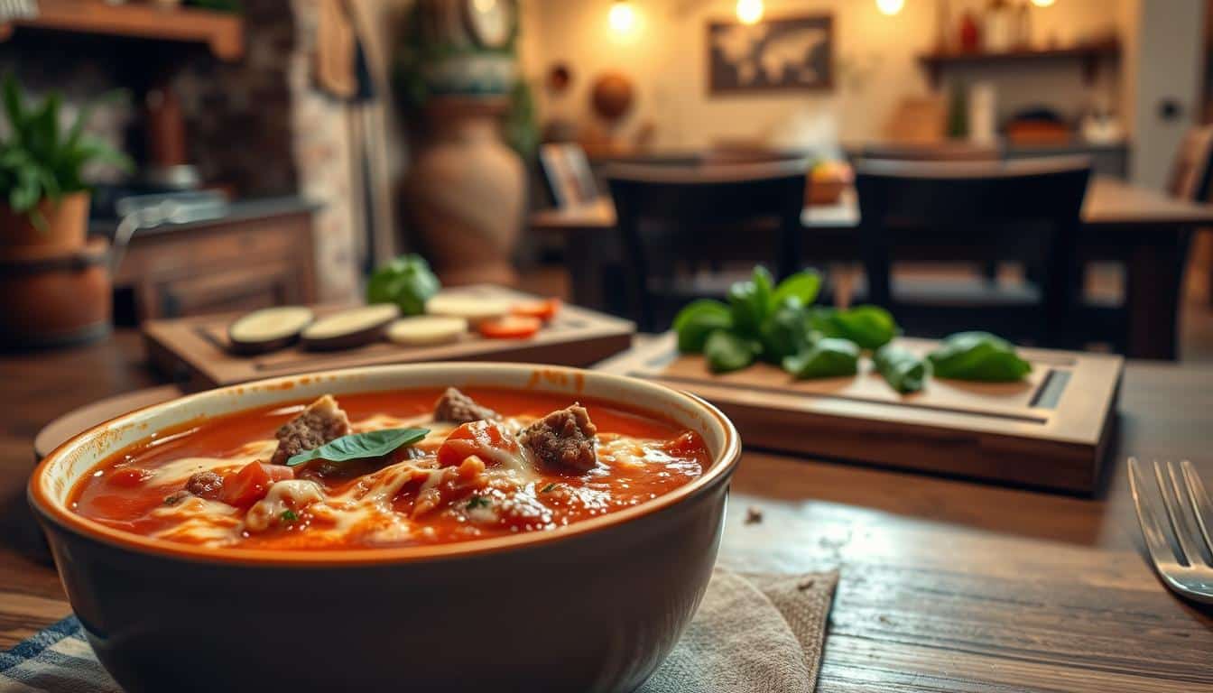 Pizzasuppe mit Hackfleisch ein herzhaftes Rezept für die ganze Familie