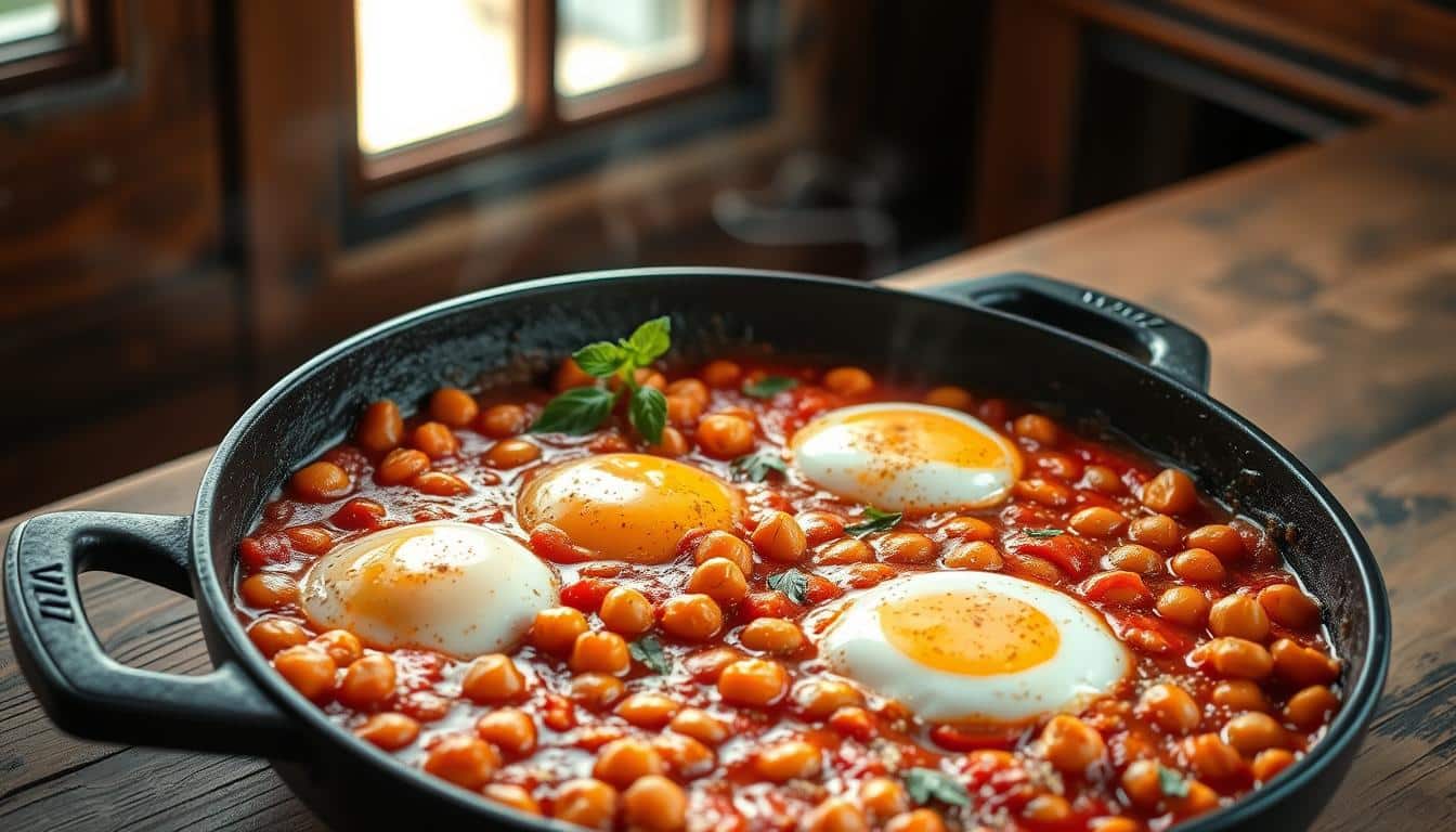 Proteinreiche Shakshuka mit Kichererbsen - Herzhaft, gesund und voller Energie