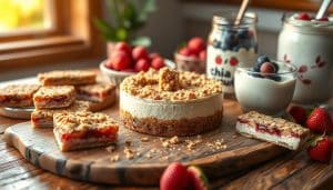 Zuckerfreier Rhabarber-Käsekuchen mit Streusel