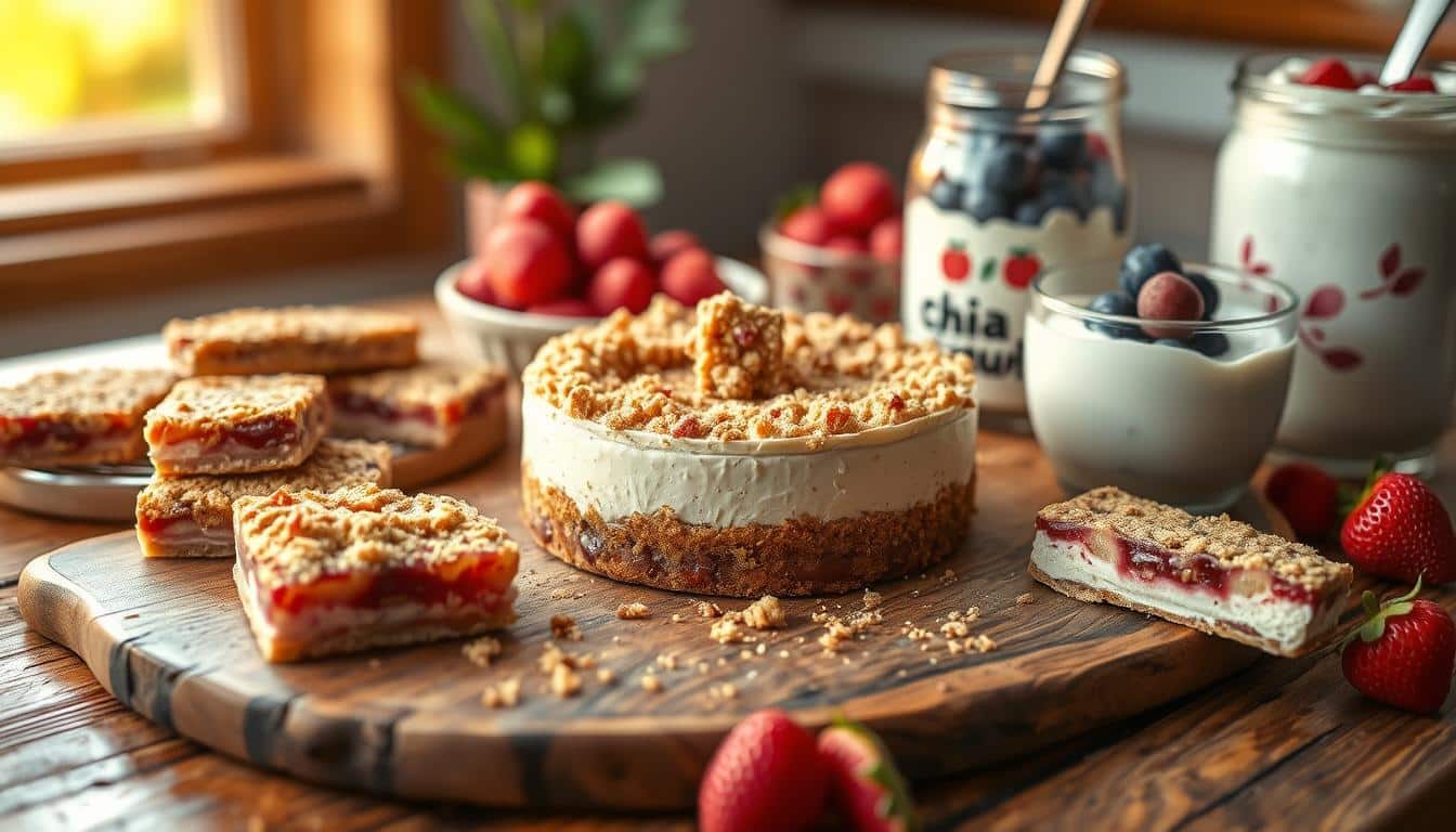 Zuckerfreier Rhabarber-Käsekuchen mit Streusel