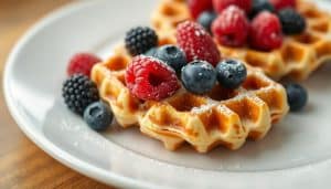 Fettarme Waffeln - Low Fat Rezept mit Beeren-Topping