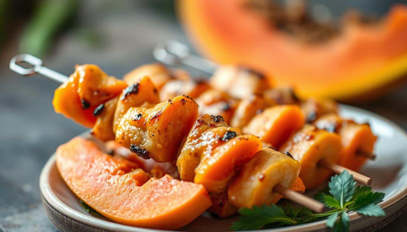 Hähnchenspieß mit Papaya - Fruchtig & super easy